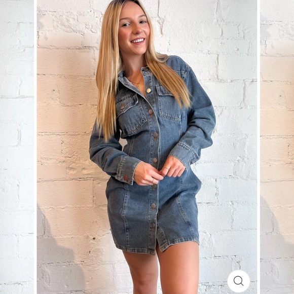 FITTED DENIM UTILITY DRESS Size L - Picture 7 of 14